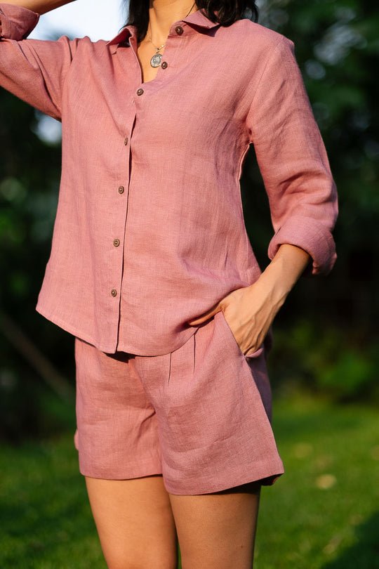 Cotton Co-ord Set with Day Shirt and Tailored Shorts - Image 10