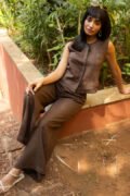 Cotton Co-ord Set with Sleeveless Shirt and Oversized Pants