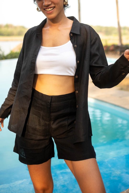 Cotton Co-ord Set with Day Shirt and Tailored Shorts - Image 5