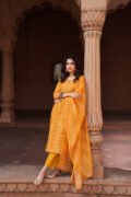 Mustard Chanderi Suit Set