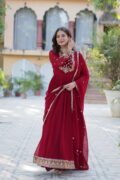 Maroon Gown With dupatta