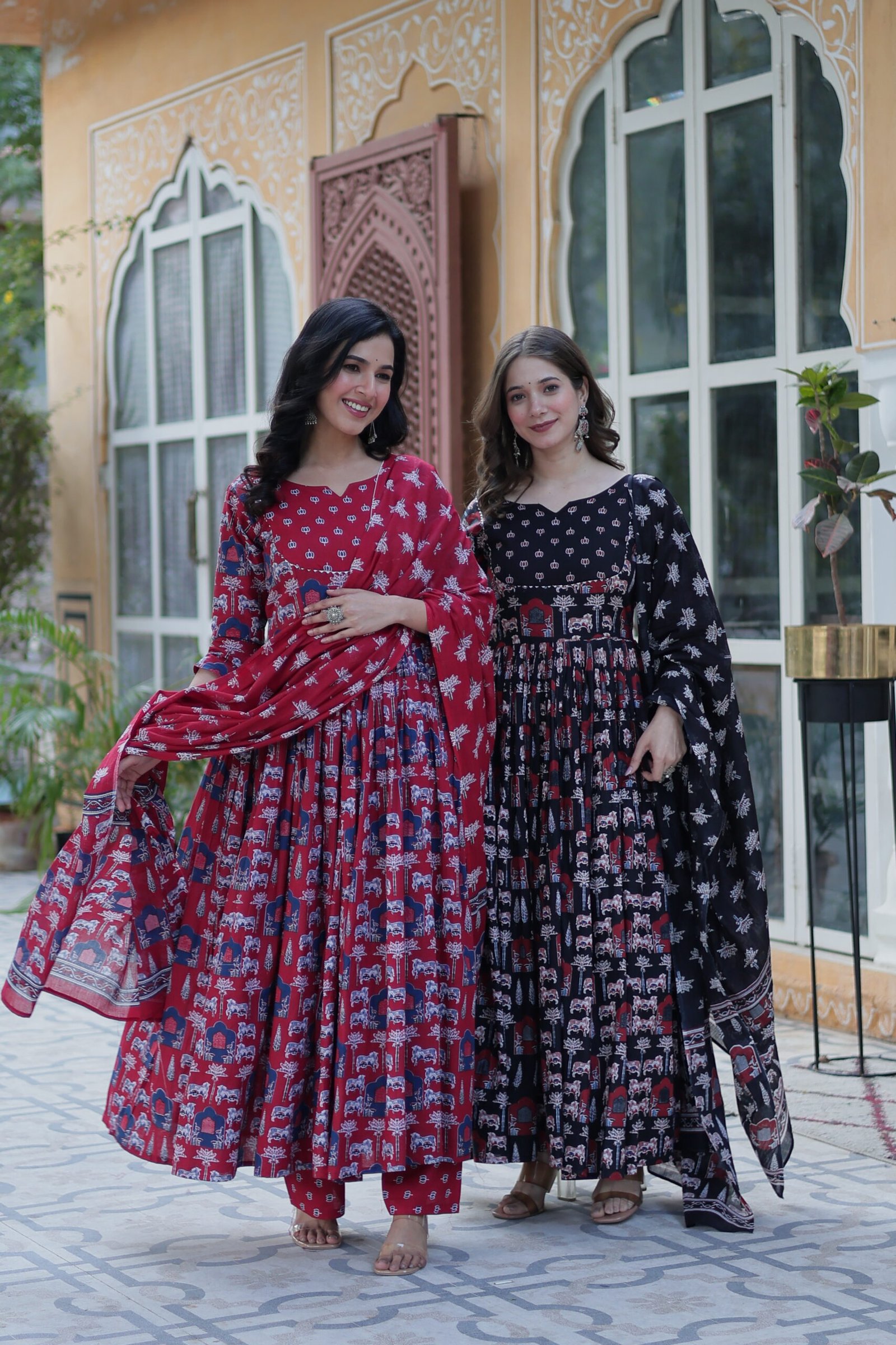Elegant Black Ajrakh Printed Anarkali Kurta Set with Dupatta for Women | Ethnic Party & Festive Wear - Image 23