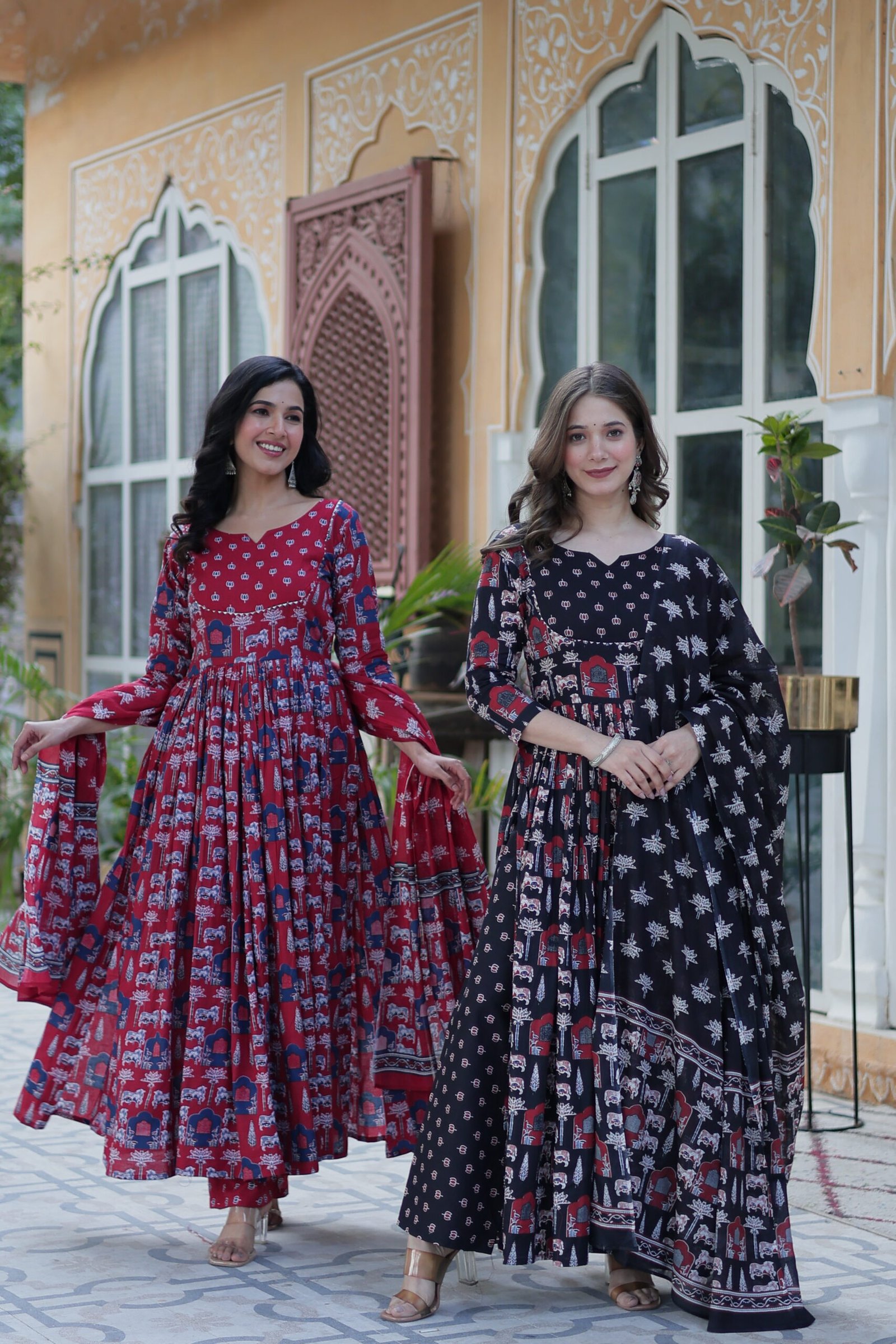 Elegant Black Ajrakh Printed Anarkali Kurta Set with Dupatta for Women | Ethnic Party & Festive Wear - Image 21