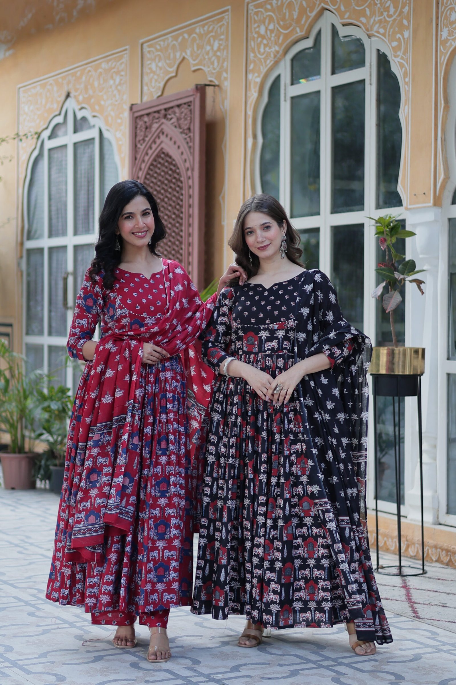 Elegant Black Ajrakh Printed Anarkali Kurta Set with Dupatta for Women | Ethnic Party & Festive Wear - Image 22