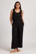 Cotton Co-ord Set with Round Neck Tank and Wide Leg Pants