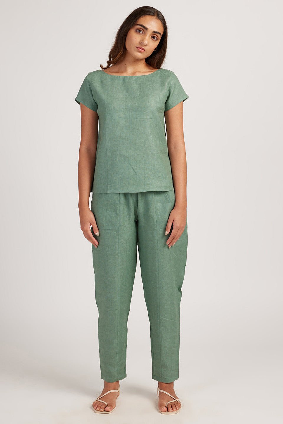 Cotton Co-ord Set with Boat Neck Top and Easy Pants - Image 4