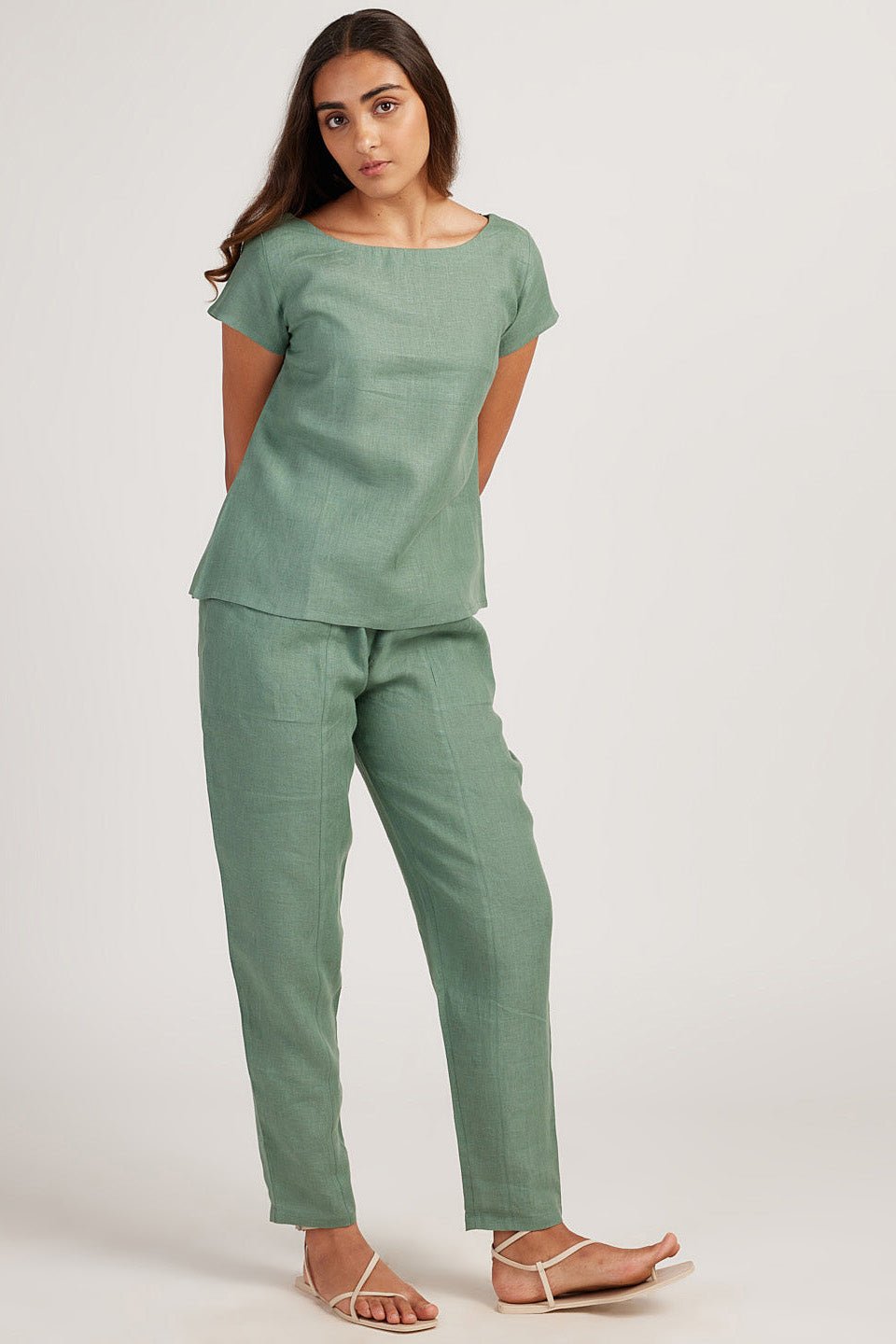 Cotton Co-ord Set with Boat Neck Top and Easy Pants - Image 8