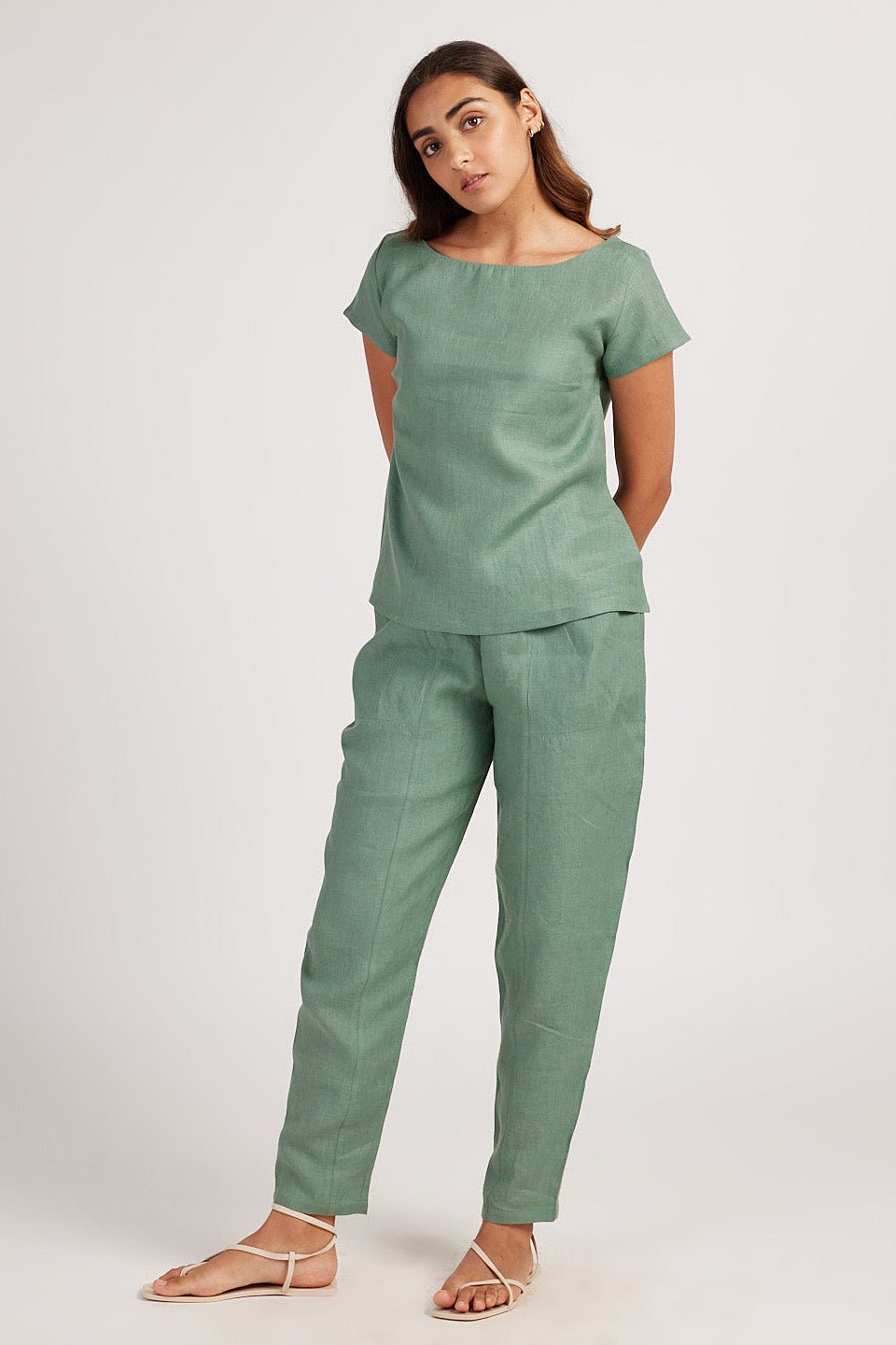 Cotton Co-ord Set with Boat Neck Top and Easy Pants - Image 3
