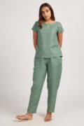 Cotton Co-ord Set with Boat Neck Top and Easy Pants