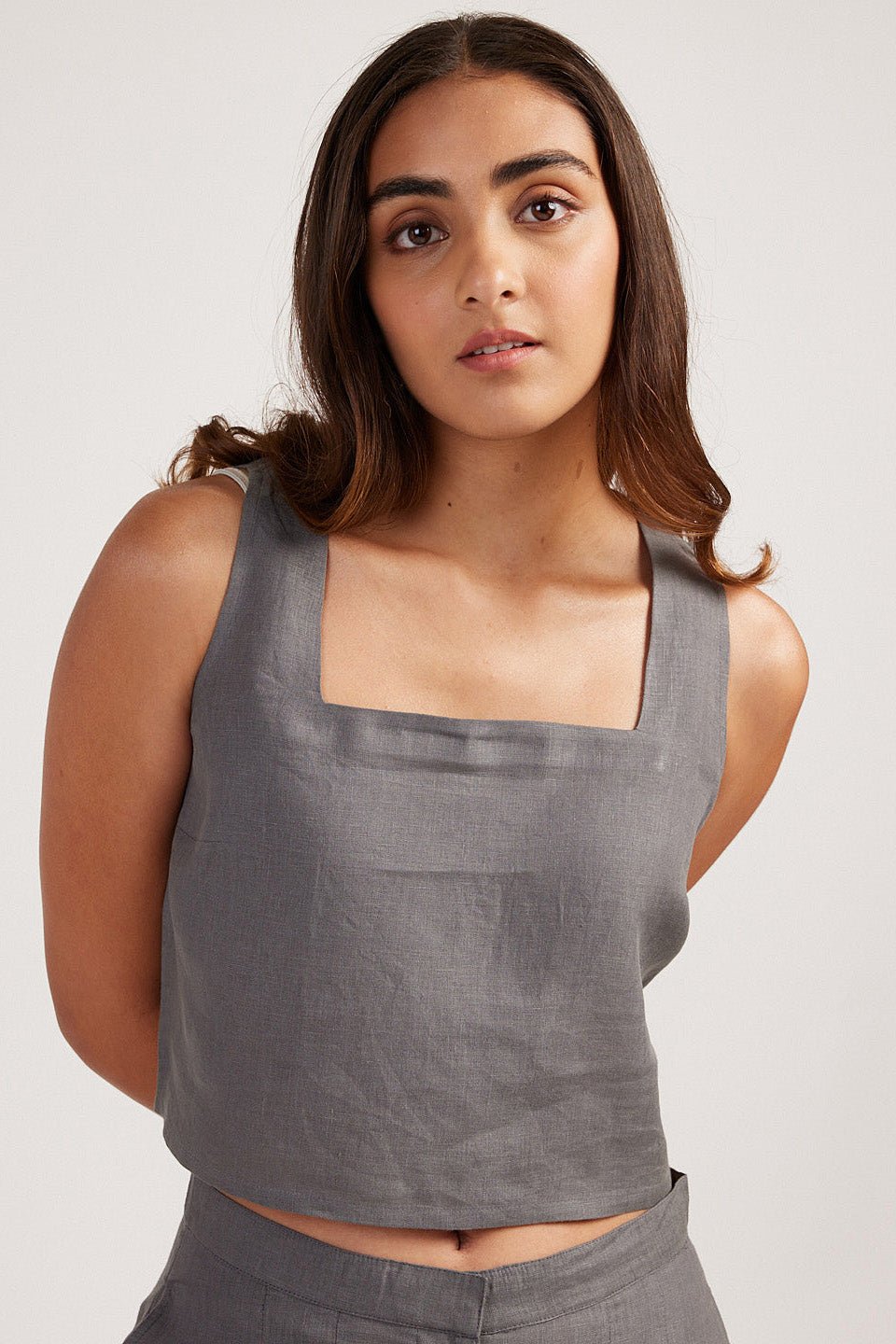 Cotton Co-ord Set with Crop Tank and Tailored Shorts - Image 2