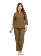 Cotton Co Ord Set for Women Stylish Solid Summer Kurti Pant Set Soft Linen Coord Perfect Casual Lounge Formal Office Wear