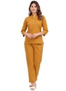 Yellow Co Ord Set for Women Stylish Solid Summer Kurti Pant Set Soft Linen Coord Perfect Casual Lounge Formal Office Wear
