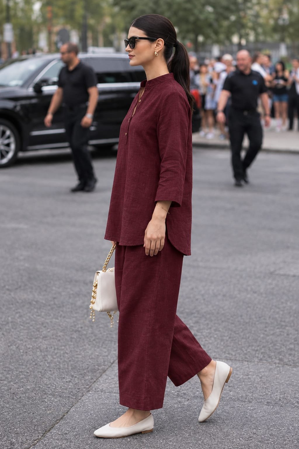 Women’s Maroon Solid Kurta Pant Co-Ord Set - Image 3